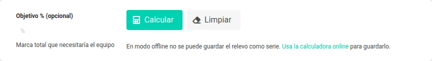 Aviso de guardado no disponible en el modo offline de relevos