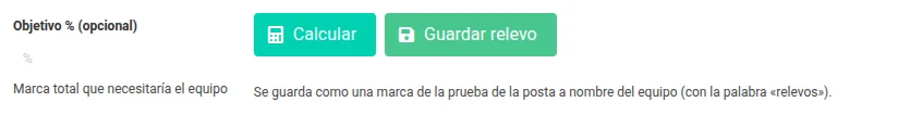 Botón Guardar relevo visible con sesión iniciada y el aviso de cómo se registra el relevo guardado